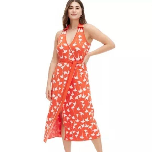 🆕Collared Sleeveless Ginkgo Sweaterknit Midi Wrap Dress - Picture 5 of 6